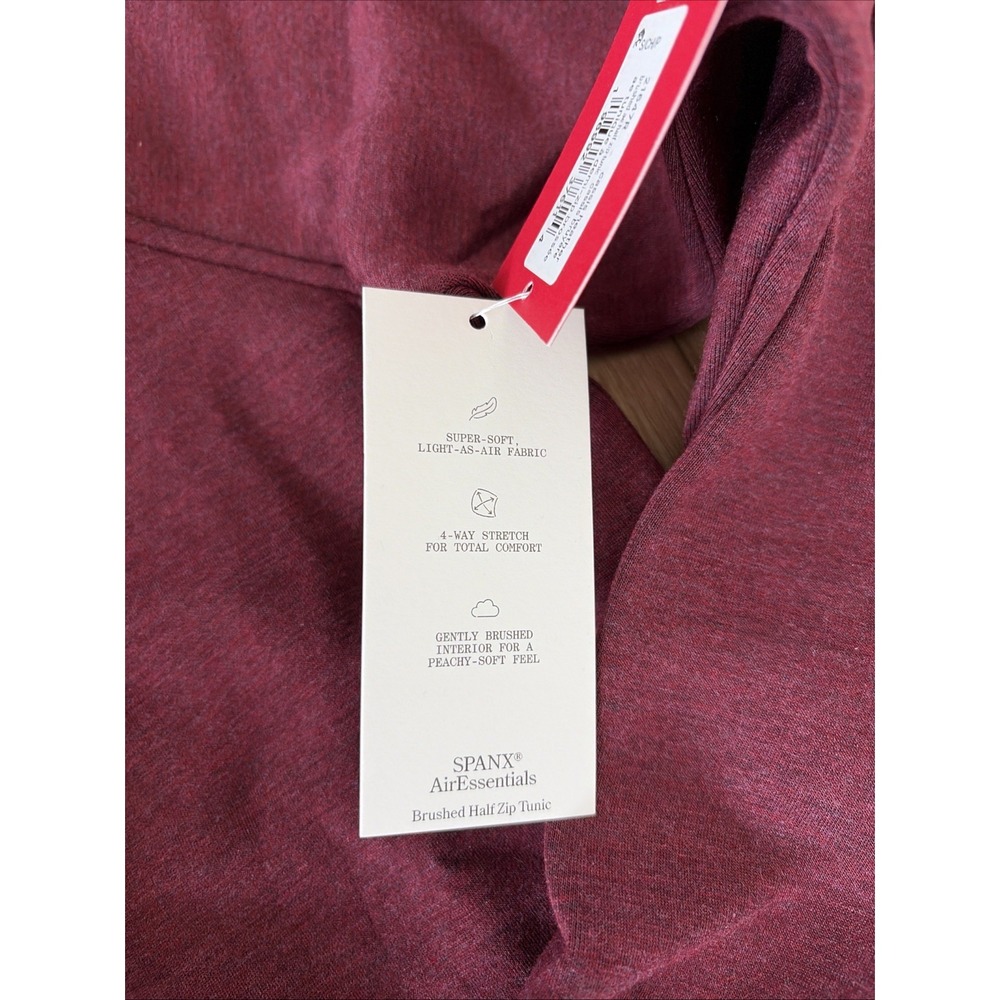 Spanx AirEssentials Tunic Women Sz Small Burgundy Brushed Half Zip Mock Neck NEW - Picture 3 of 8